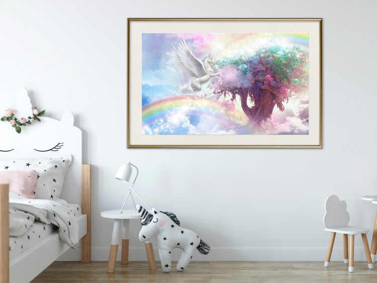 Poster Unicorn and Magic Tree - Fantasy and Rainbow Land in the Clouds 148822 additionalImage 18