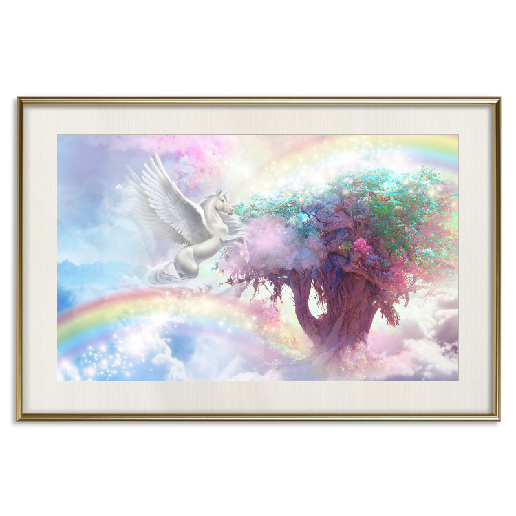Poster Unicorn and Magic Tree - Fantasy and Rainbow Land in the Clouds 148822 additionalImage 27