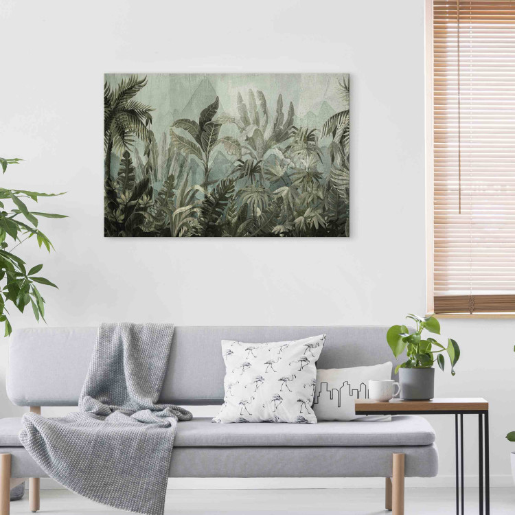 Canvas Mountain jungle - dark green composition with leaves and trees 151222 additionalImage 9