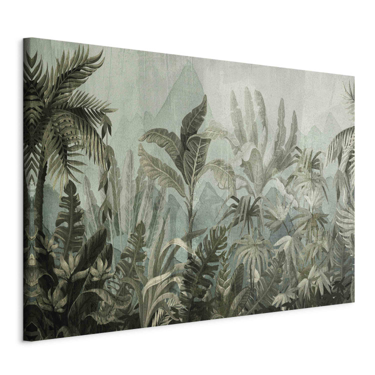Canvas Mountain jungle - dark green composition with leaves and trees 151222 additionalImage 2