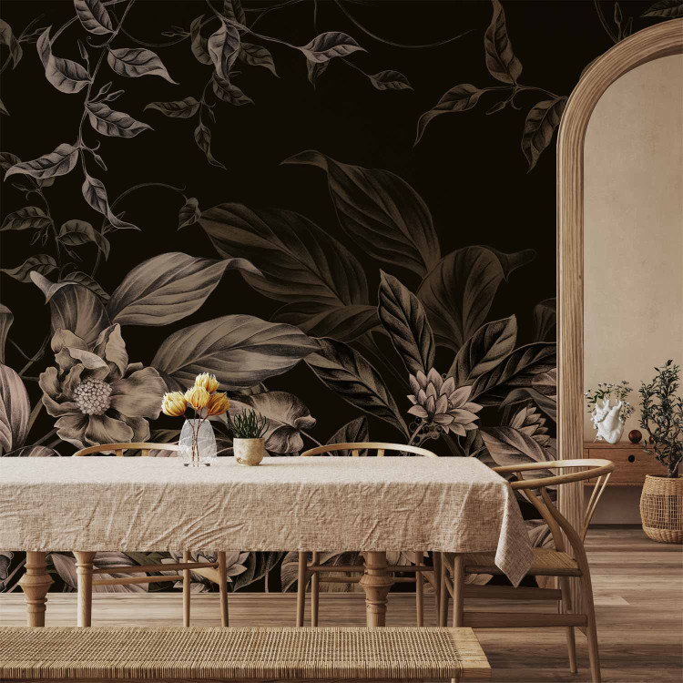 Wall Mural Leaves and Flowers - Plant Motif in Dark Moody Colors 151522 additionalImage 4