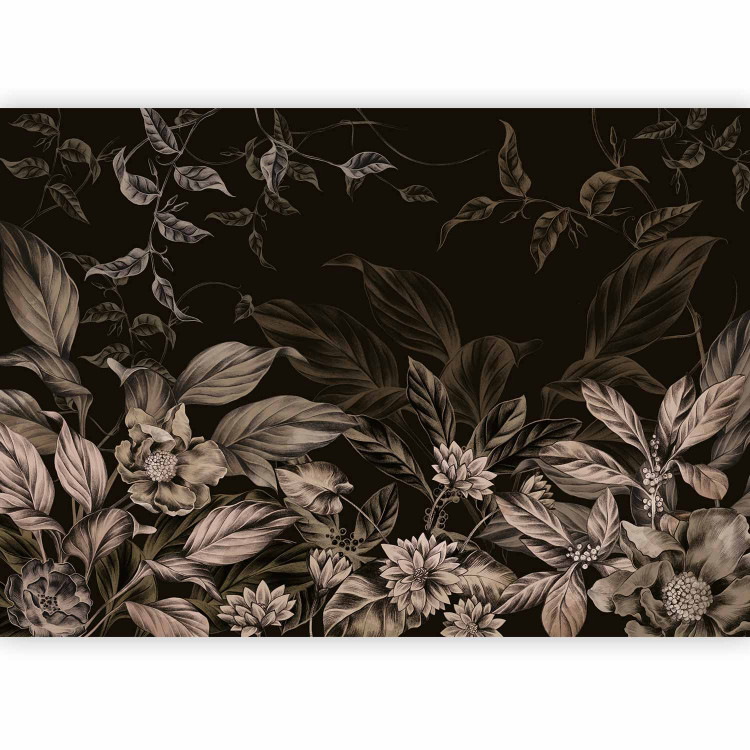 Wall Mural Leaves and Flowers - Plant Motif in Dark Moody Colors 151522 additionalImage 5