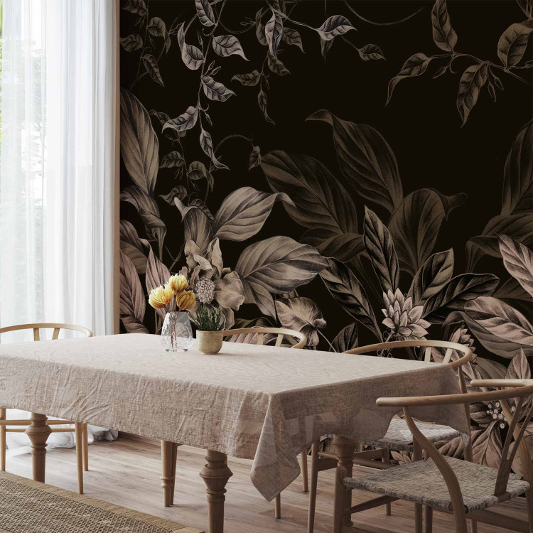 Wall Mural Leaves and Flowers - Plant Motif in Dark Moody Colors 151522 additionalImage 7