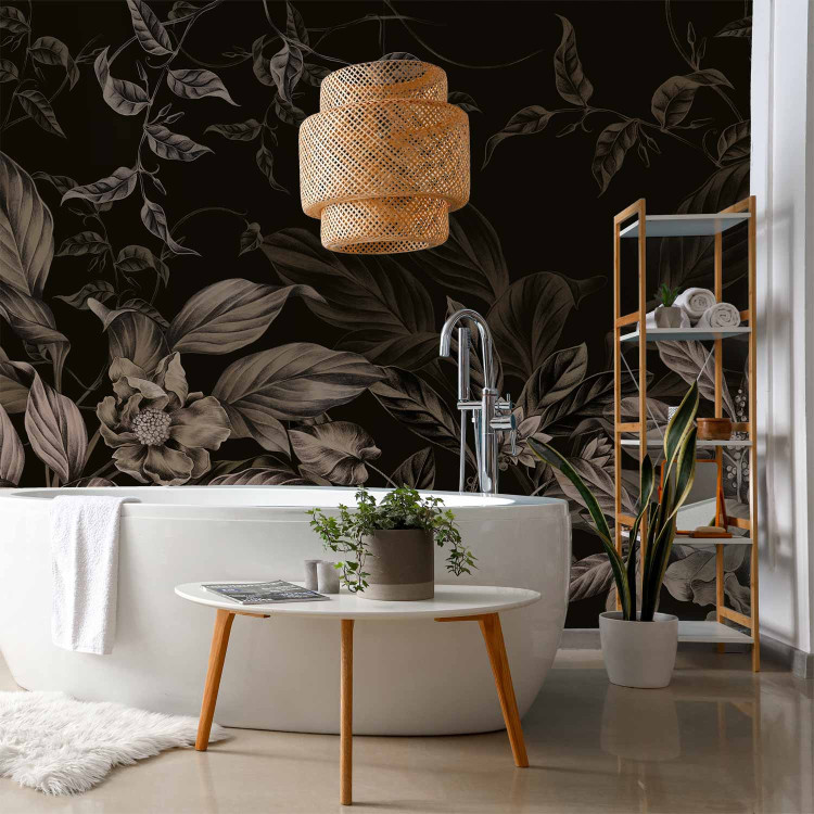 Wall Mural Leaves and Flowers - Plant Motif in Dark Moody Colors 151522 additionalImage 8