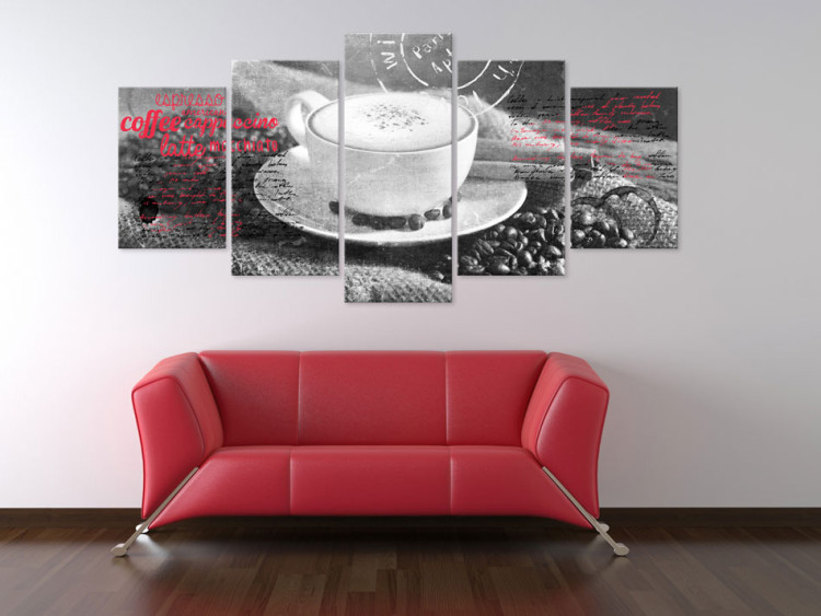 Canvas Print Coffe, Espresso, Cappuccino, Latte machiato ... - black and white 59022 additionalImage 3