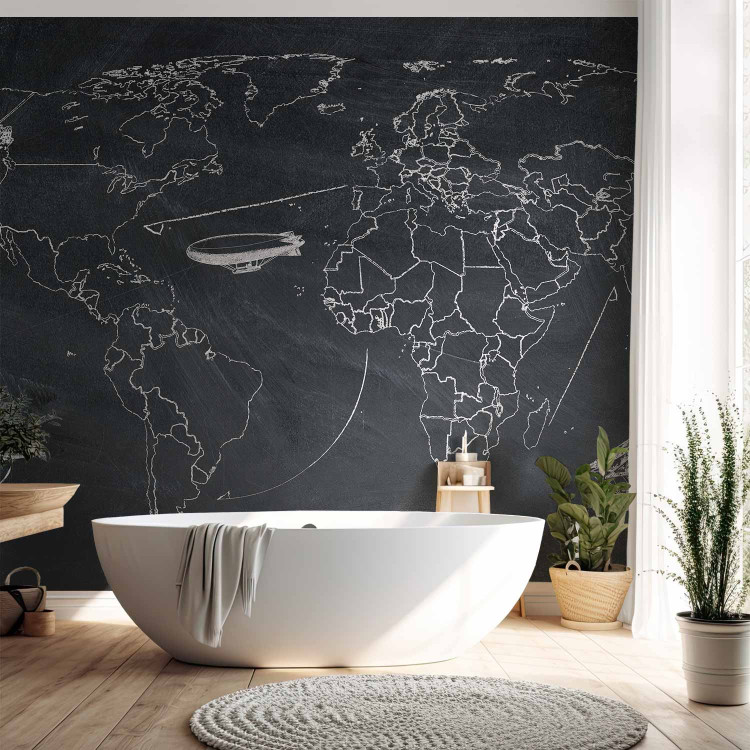 Wall Mural World Map - Continents on a Black Background with Spanish Labels 60022 additionalImage 8