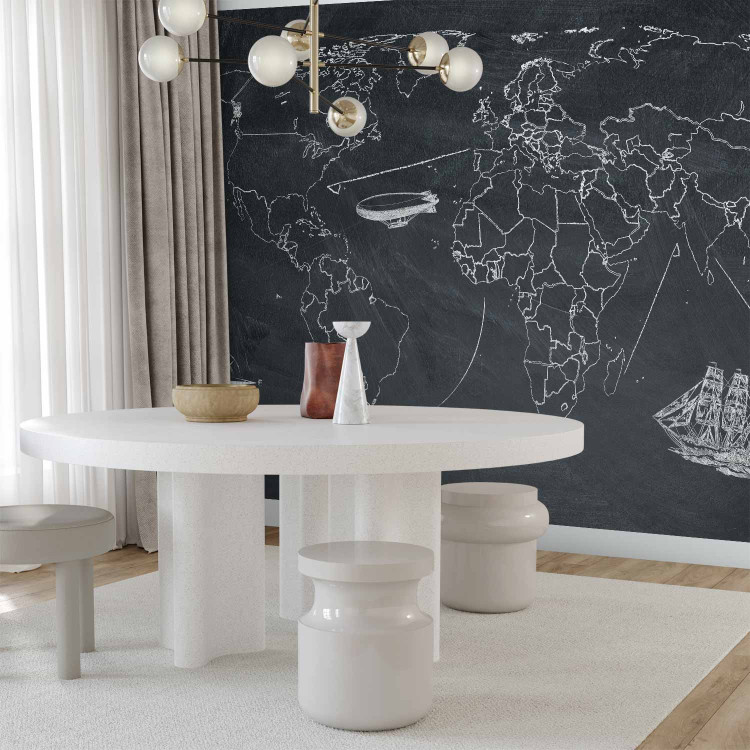 Wall Mural World Map - Continents on a Black Background with Spanish Labels 60022 additionalImage 4