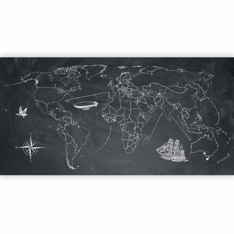 Wall Mural World Map - Continents on a Black Background with Spanish Labels 60022 additionalImage 1