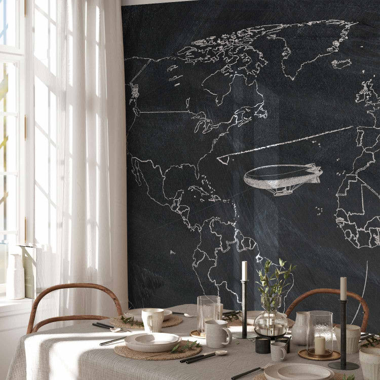 Wall Mural World Map - Continents on a Black Background with Spanish Labels 60022 additionalImage 7