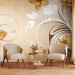 Photo Wallpaper Brown rhapsody - floral motif on a background with light shimmer effect 96622
