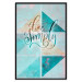 Wall Poster Live simply - English text on a blue background with wooden pieces 114332 additionalThumb 15