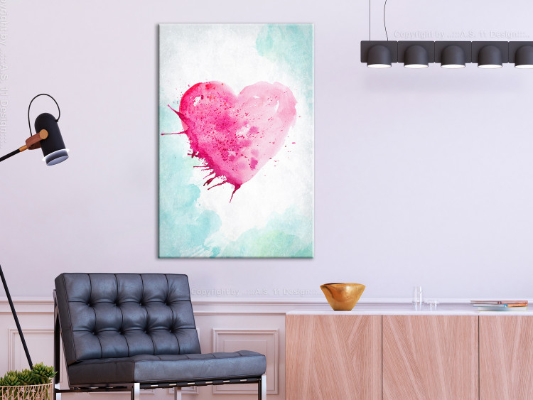 Canvas Art Print Love in Street Art Color (1-part) - Art of Watercolor Heart 114532 additionalImage 3