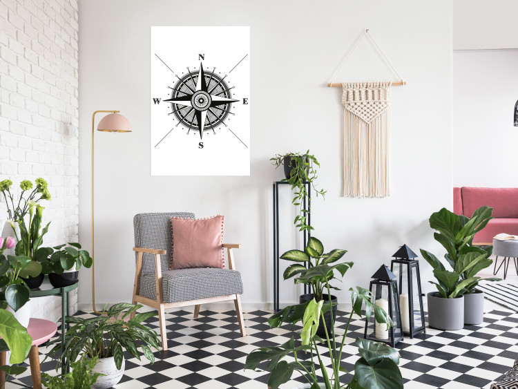 Poster Compass - black and white composition with Scandinavian-style text 114632 additionalImage 17
