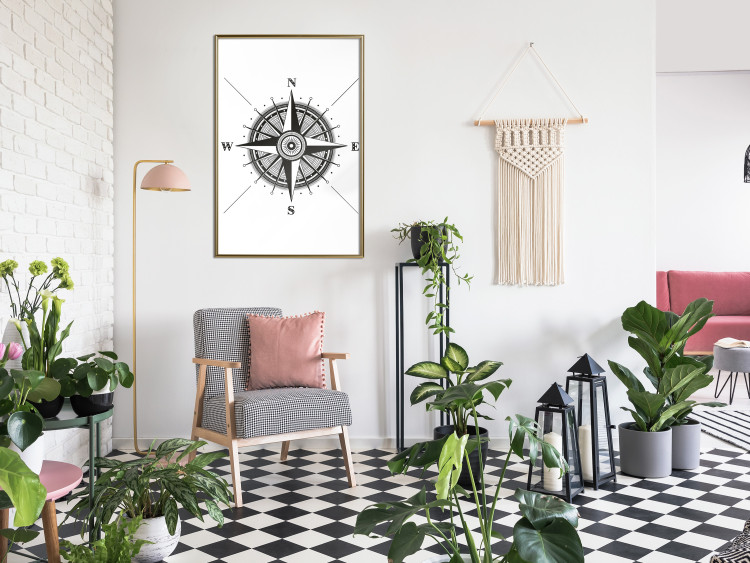 Poster Compass - black and white composition with Scandinavian-style text 114632 additionalImage 7