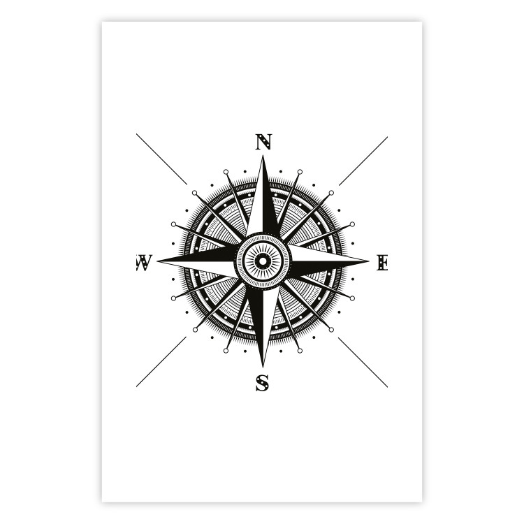 Poster Compass - black and white composition with Scandinavian-style text 114632 additionalImage 25