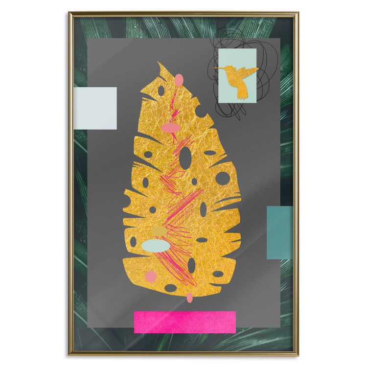 Poster Golden Leaf - colorful abstract composition with a plant motif 116932 additionalImage 20