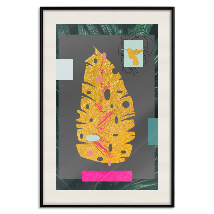 Poster Golden Leaf - colorful abstract composition with a plant motif 116932 additionalImage 18