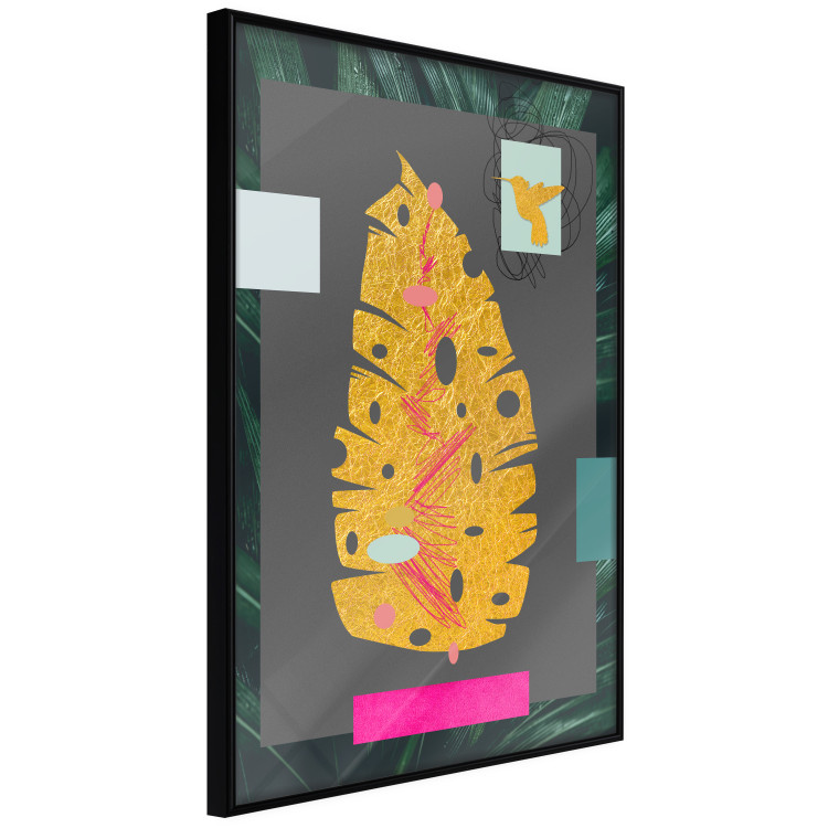 Poster Golden Leaf - colorful abstract composition with a plant motif 116932 additionalImage 10