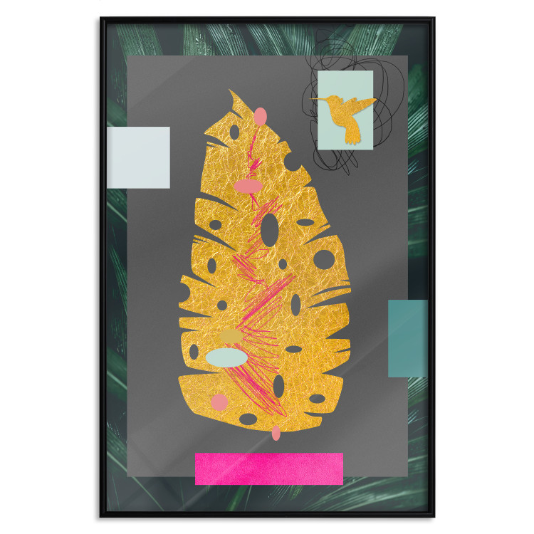 Poster Golden Leaf - colorful abstract composition with a plant motif 116932 additionalImage 24