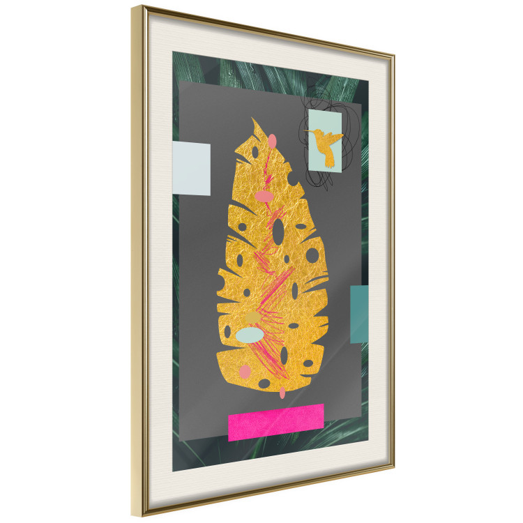 Poster Golden Leaf - colorful abstract composition with a plant motif 116932 additionalImage 2