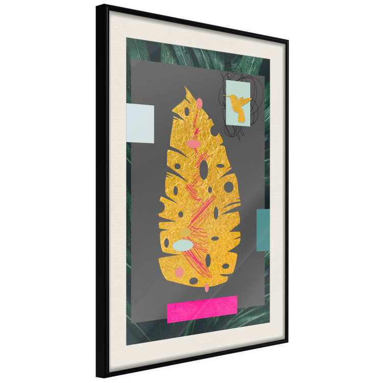 Poster Golden Leaf - colorful abstract composition with a plant motif 116932 additionalImage 3