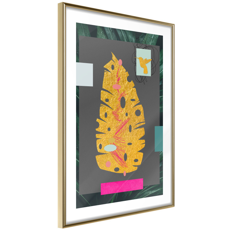 Poster Golden Leaf - colorful abstract composition with a plant motif 116932 additionalImage 8