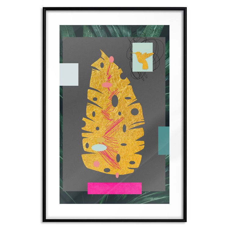 Poster Golden Leaf - colorful abstract composition with a plant motif 116932 additionalImage 15