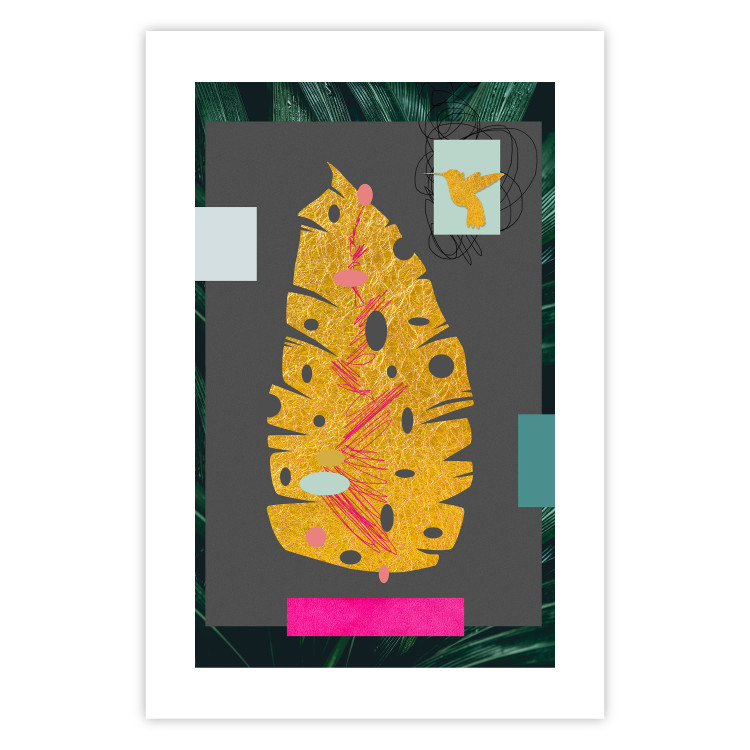 Poster Golden Leaf - colorful abstract composition with a plant motif 116932 additionalImage 19