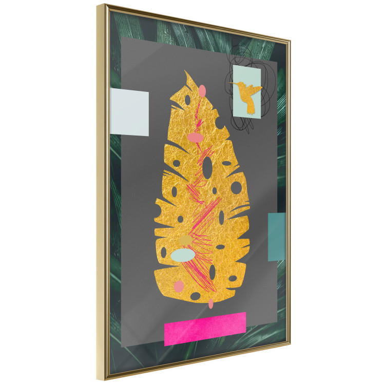 Poster Golden Leaf - colorful abstract composition with a plant motif 116932 additionalImage 14