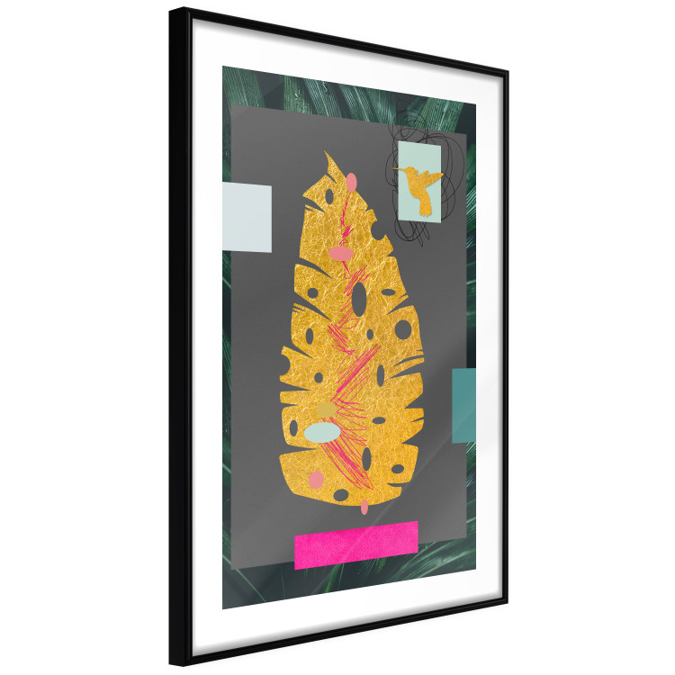 Poster Golden Leaf - colorful abstract composition with a plant motif 116932 additionalImage 11