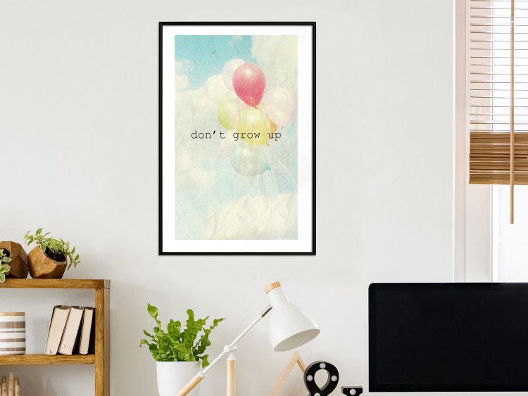 Wall Poster Don't grow up - English text on a background of colorful balloons and sky 117032 additionalImage 4