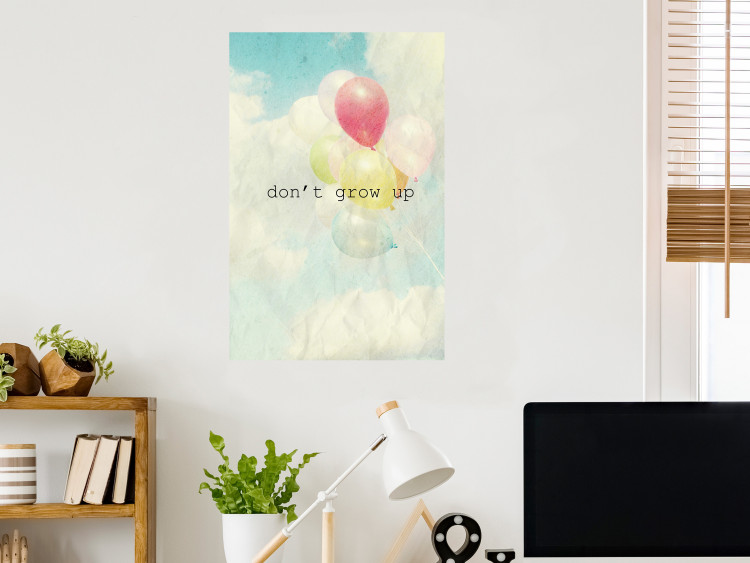 Wall Poster Don't grow up - English text on a background of colorful balloons and sky 117032 additionalImage 23