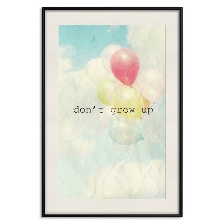 Wall Poster Don't grow up - English text on a background of colorful balloons and sky 117032 additionalImage 18