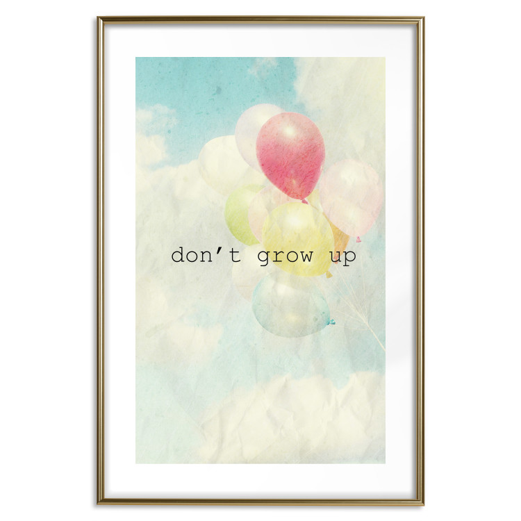 Wall Poster Don't grow up - English text on a background of colorful balloons and sky 117032 additionalImage 16