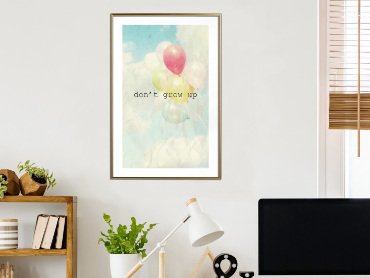Wall Poster Don't grow up - English text on a background of colorful balloons and sky 117032 additionalImage 15