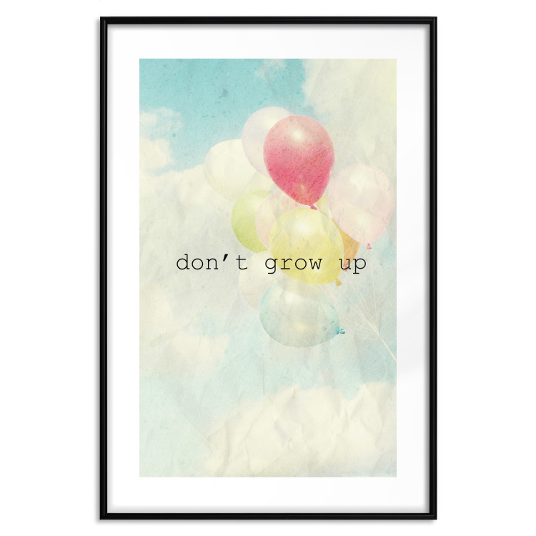 Wall Poster Don't grow up - English text on a background of colorful balloons and sky 117032 additionalImage 17