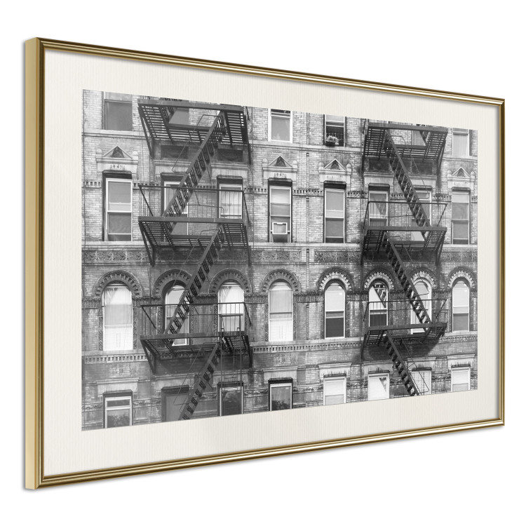 Poster Brick Apartment - black and white architectural shot in New York City 117232 additionalImage 2
