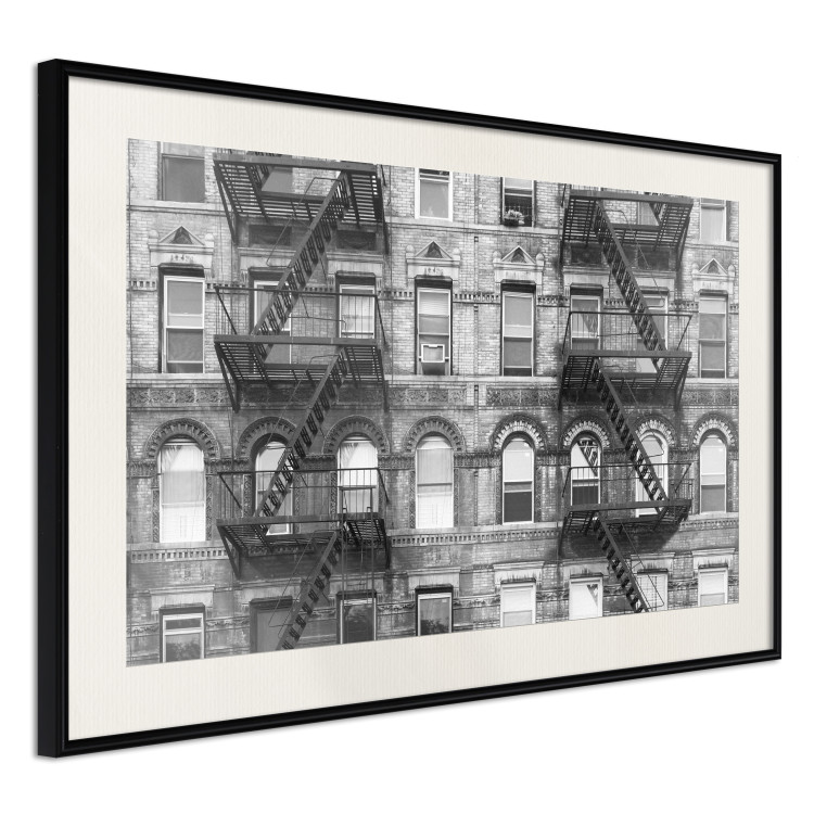 Poster Brick Apartment - black and white architectural shot in New York City 117232 additionalImage 3