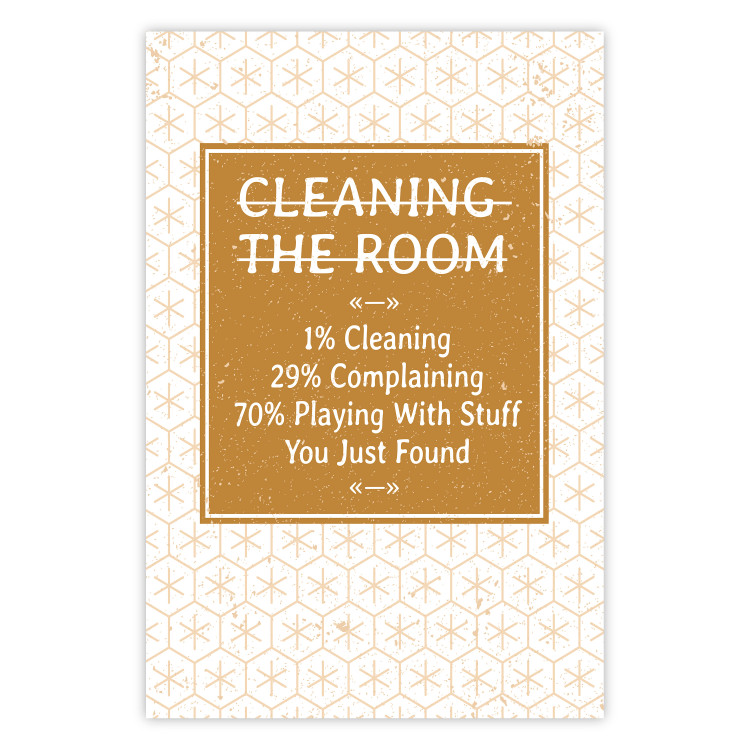 Poster Cleaning Room - composition in brown pattern with English texts 117432