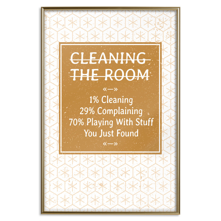 Poster Cleaning Room - composition in brown pattern with English texts 117432 additionalImage 20