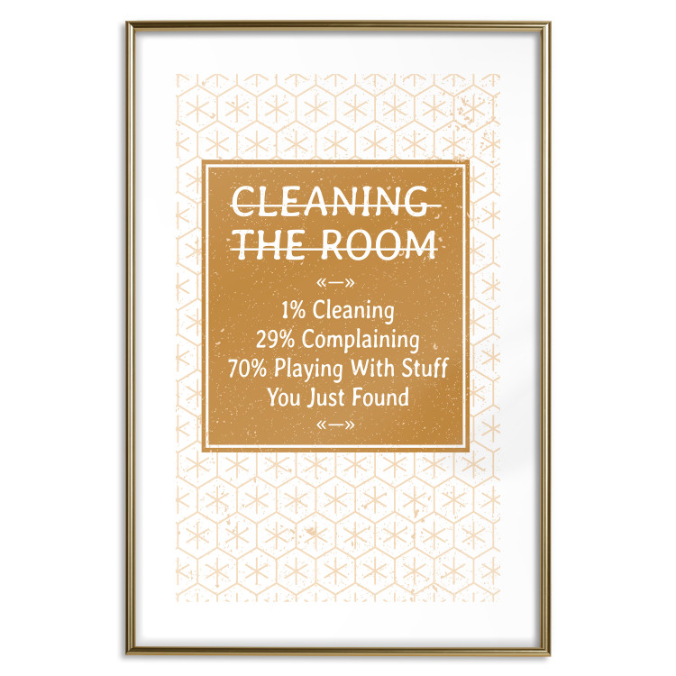 Poster Cleaning Room - composition in brown pattern with English texts 117432 additionalImage 14