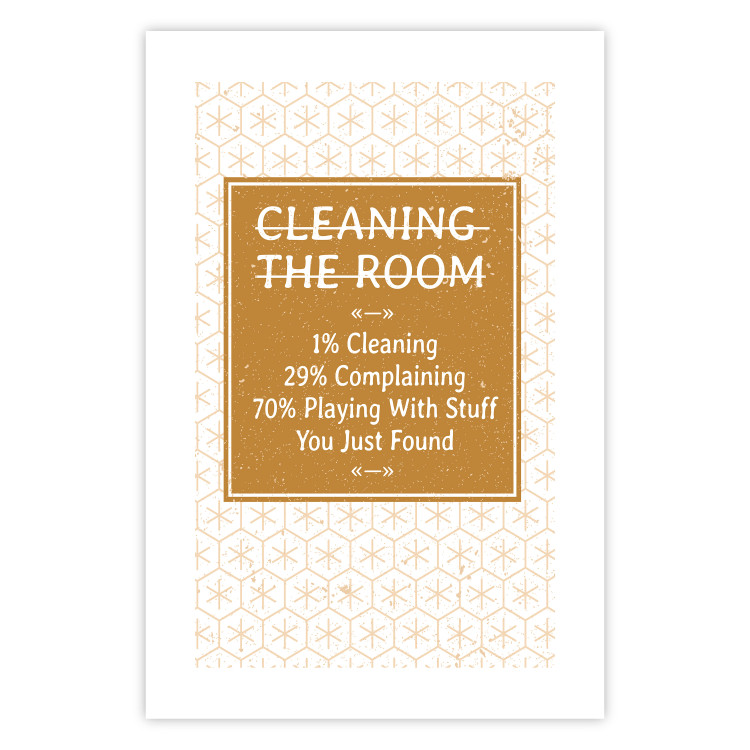 Poster Cleaning Room - composition in brown pattern with English texts 117432 additionalImage 19
