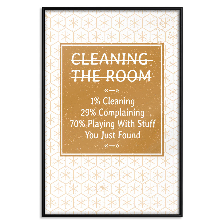 Poster Cleaning Room - composition in brown pattern with English texts 117432 additionalImage 24