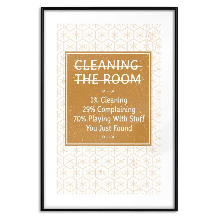 Poster Cleaning Room - composition in brown pattern with English texts 117432 additionalImage 15