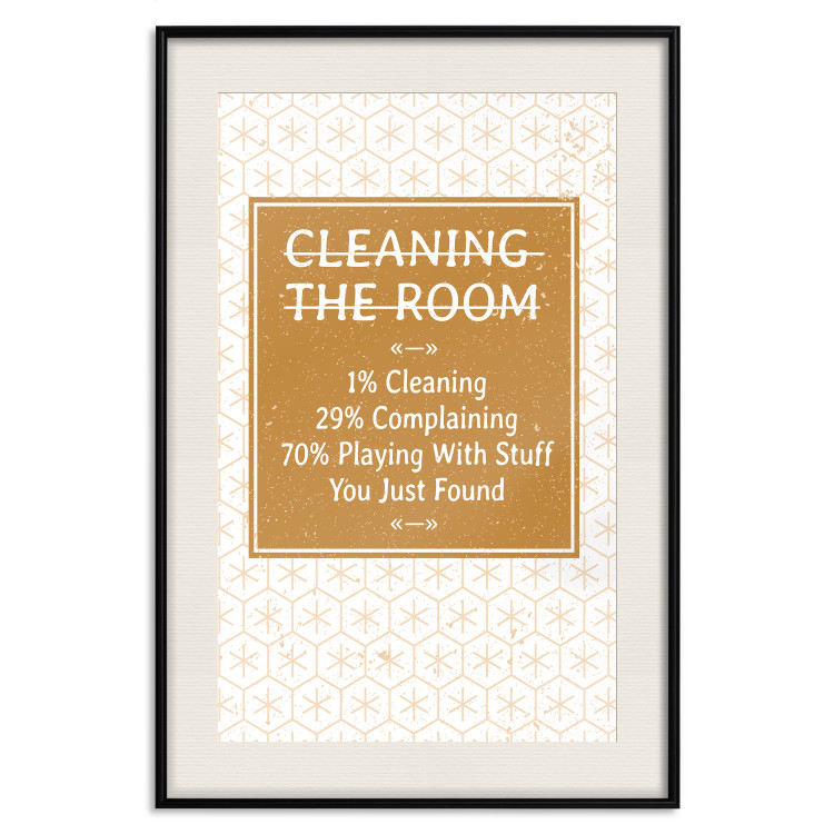 Poster Cleaning Room - composition in brown pattern with English texts 117432 additionalImage 18