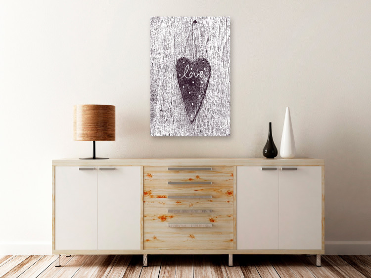 Canvas Art Print Love on a tree - a heart with the inscription LOVE carved on the bark 118232 additionalImage 3