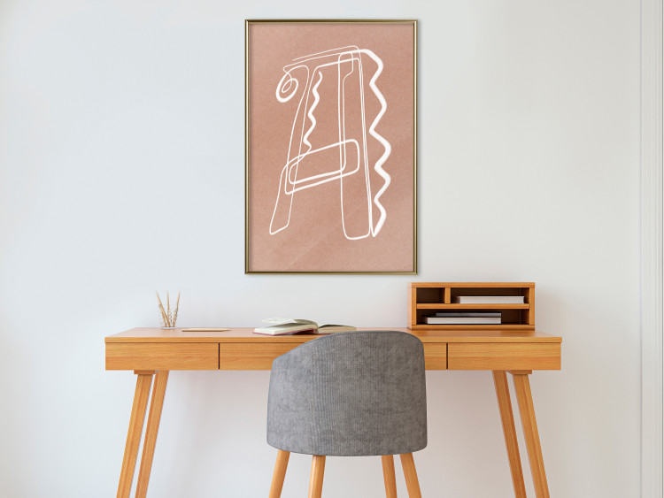 Poster Stylish A - artistic abstraction in white line art in the shape of a letter 119032 additionalImage 7