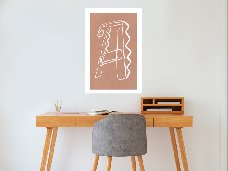 Poster Stylish A - artistic abstraction in white line art in the shape of a letter 119032 additionalImage 4