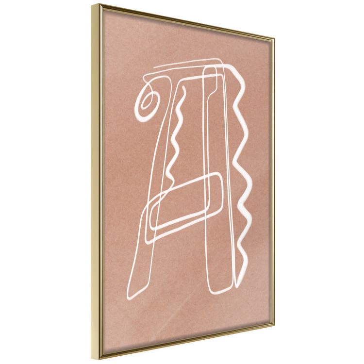 Poster Stylish A - artistic abstraction in white line art in the shape of a letter 119032 additionalImage 14
