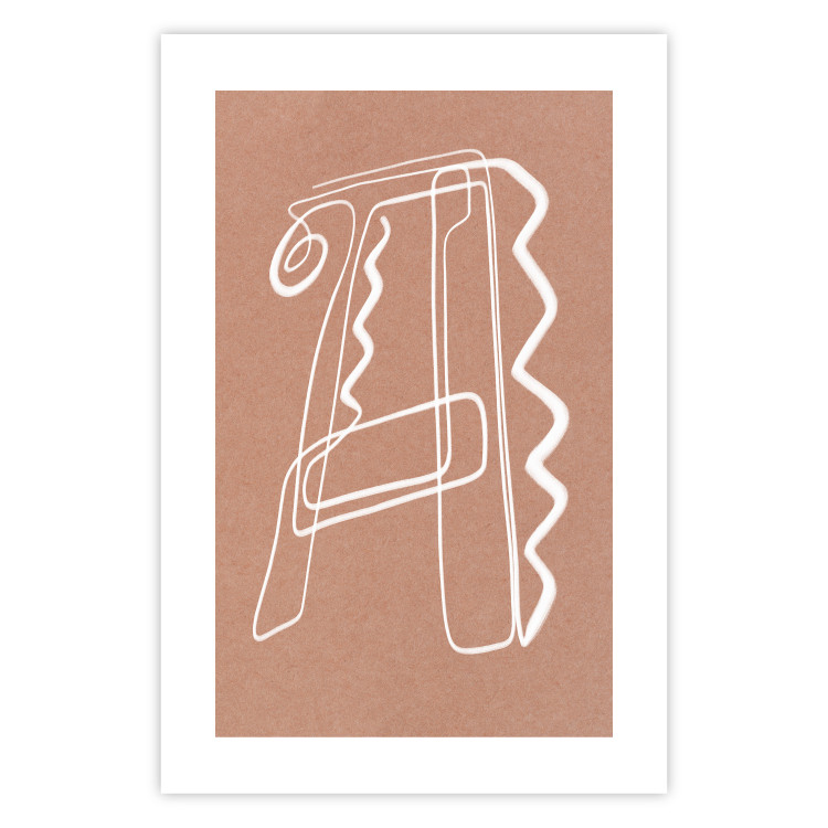 Poster Stylish A - artistic abstraction in white line art in the shape of a letter 119032 additionalImage 25